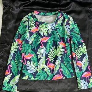 Carter's Kids Swim One Piece - Green and Pink Flamingo Print